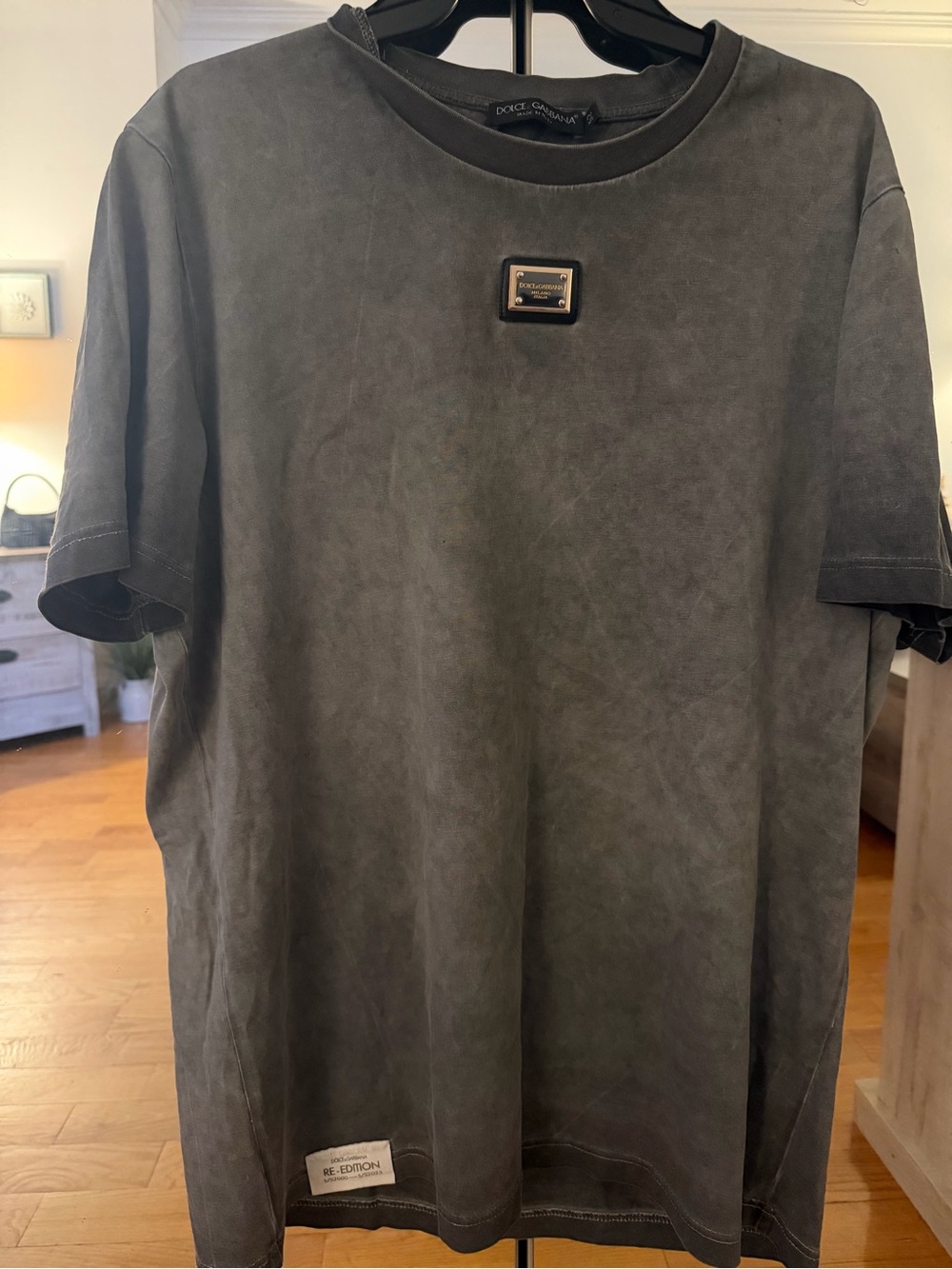 Dolce & Gabbana Charcoal Gray Logo Short-Sleeve Tee